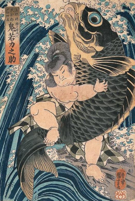 Kintarō reitet auf einem Karpfen – legendäres Motiv in der japanischen Tätowierungskunst