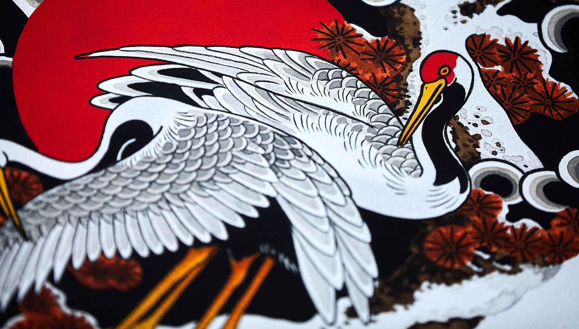 preview of a print with japanese cranes called tsuru