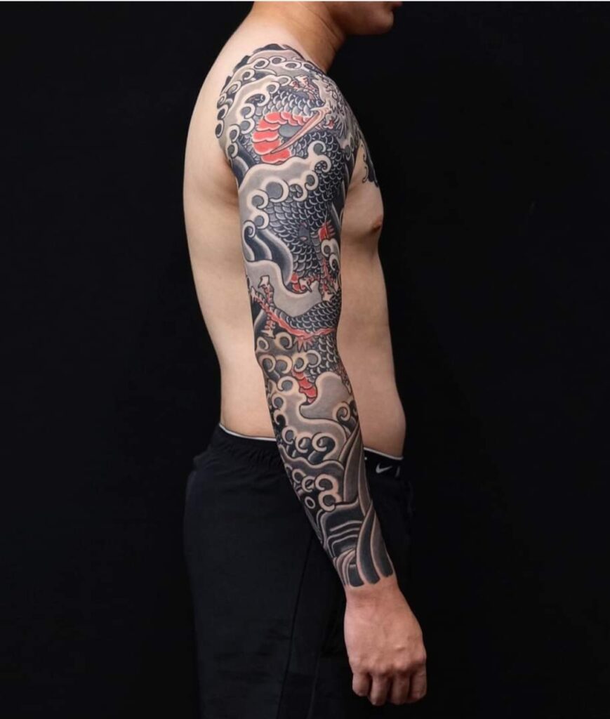 Japanese Tattoo dragon sleeve at Good Old Times Tattoo Berlin.