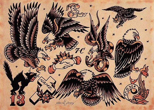 traditional eagle tattoo flash